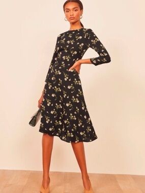 Reformation Moon Dress‎ in Rosalee Floral Print 2